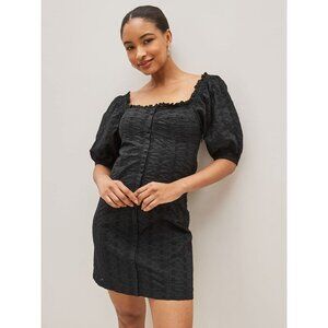 Gap Puff Sleeve Eyelet Mini Dress Black Size M Cotton Whimsygoth Coquette Party